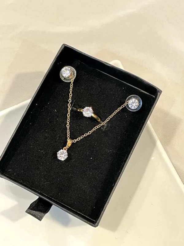 2 in 1 Huitan Cubic Zirconia Necklace & Ring Set