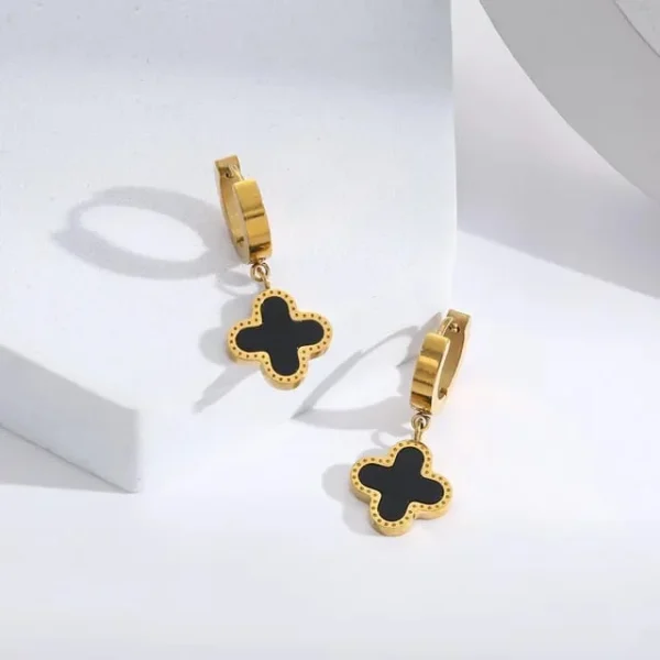 Four-Leaf Clover Hoop Earrings