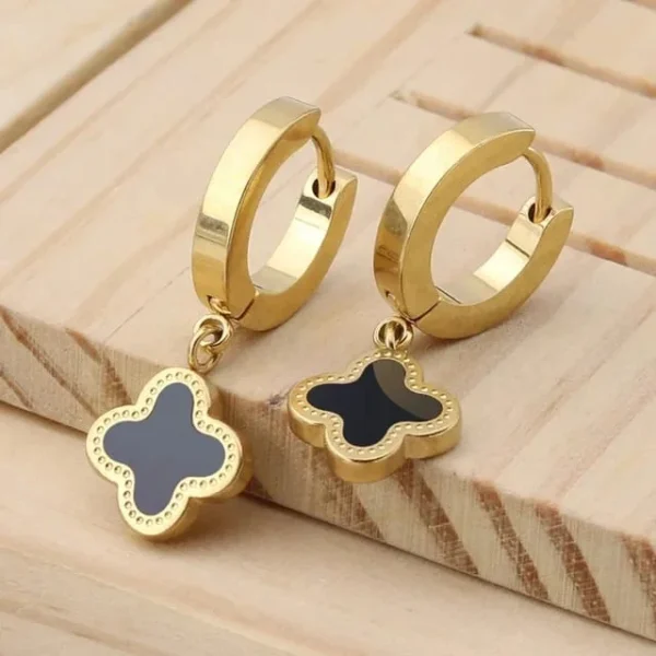 Four-Leaf Clover Hoop Earrings - Image 2
